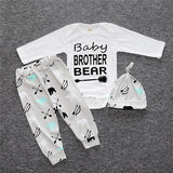 BABY BROTHER BEAR Outfit Set Romper + Trousers + Hat